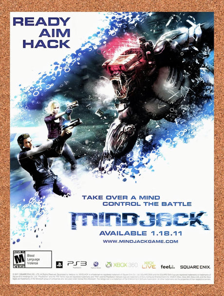2011 MindJack Xbox 360 Original Advertisement / Retro Wall Art v1