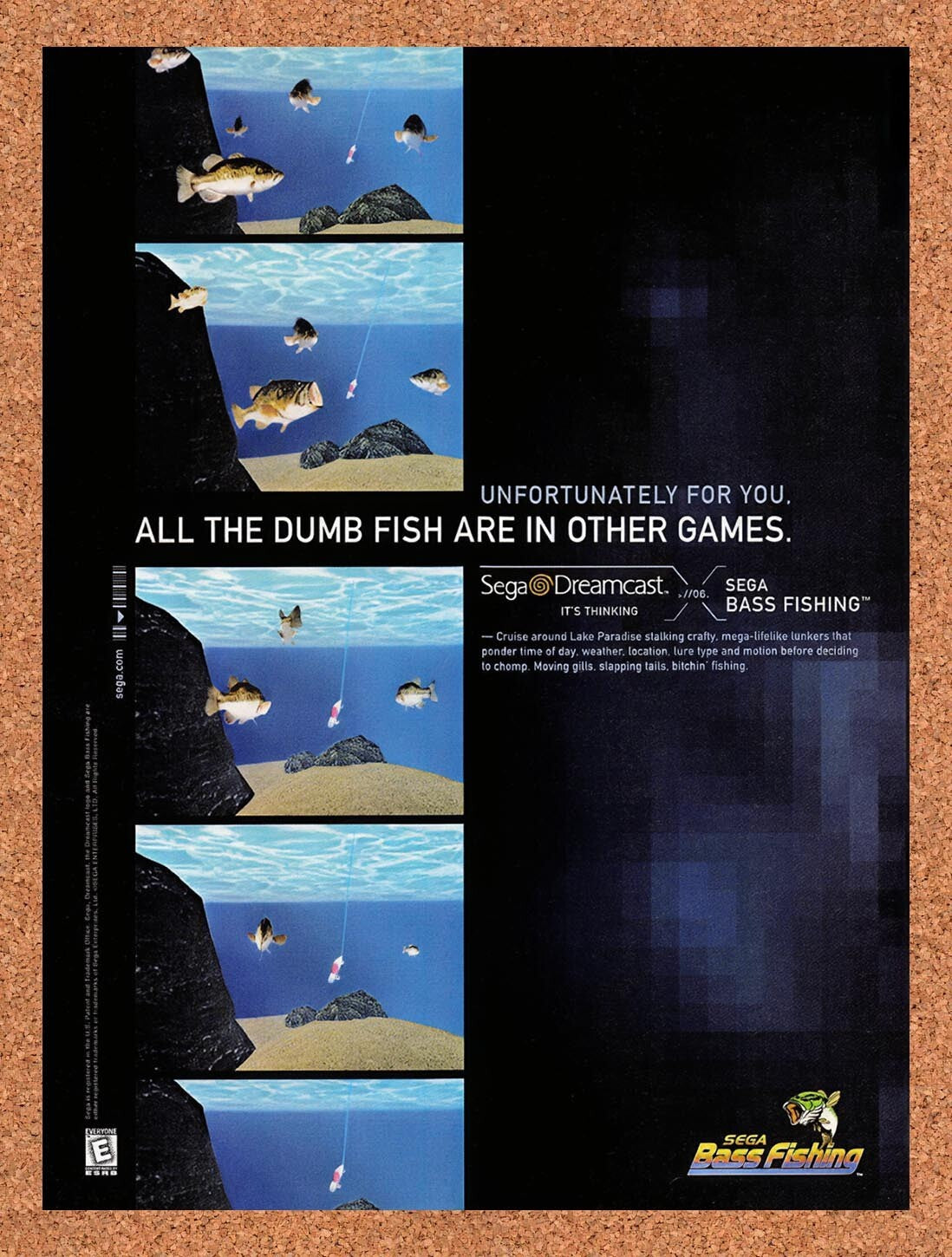 1999 Sega Bass Fishing Dreamcast Original Advertisement / Retro Wall Art v1
