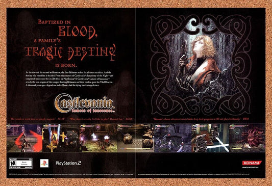 Castlevania Lament Of Innocence PS2 Original 2002 Vintage Ad - Konami Art Promo