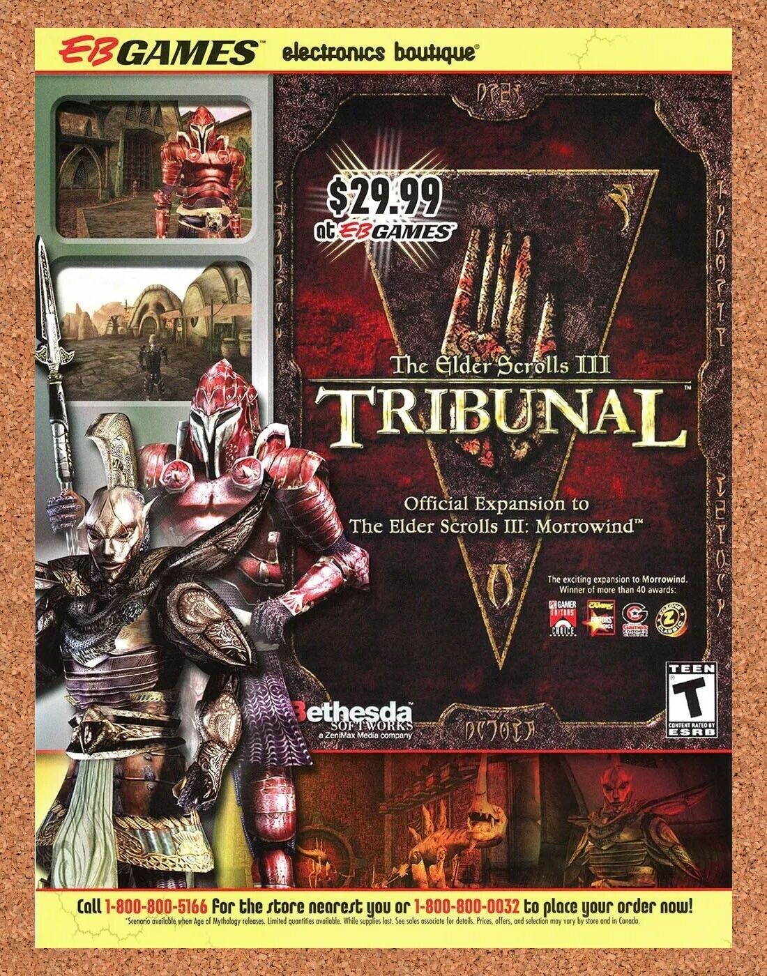 Elder Scrolls 3 Tribunal PC Original 2003 Ad Authentic EB Games Video Game Promo