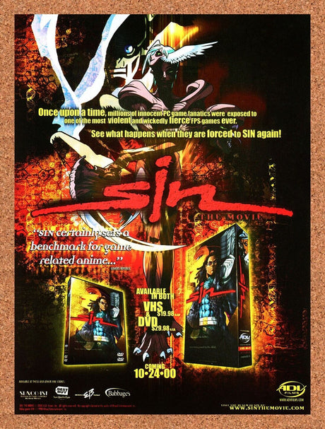 Sin PC Game Movie Movie Original 2002 Ad Authentic Retro VHS DVD Release Promo