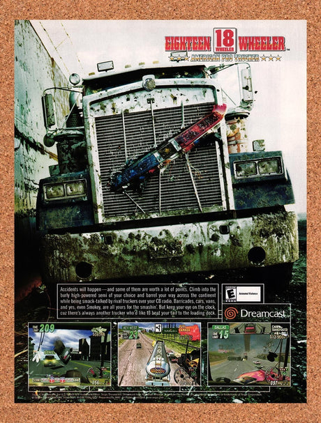 2001 Eighteen Wheeler Dreamcast Original Advertisement / Retro Promo v1