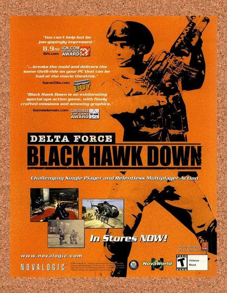 2003 Delta Force Black Hawk Down PC Original Advertisement / Retro Promo v5