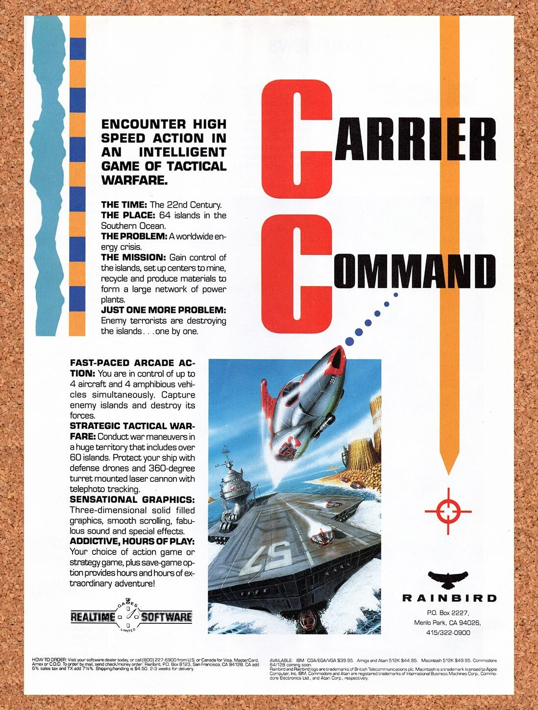 1988 Carrier Command IBM Original Advertisement / Retro Wall Art v1