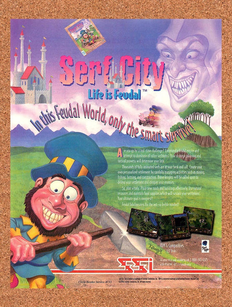 1994 Serf City Life Is Feudal IBM Original Advertisement / Retro Promo v1