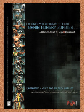 1999 House Of The Dead 2 Dreamcast Original Advertisement / Retro Wall Art v2