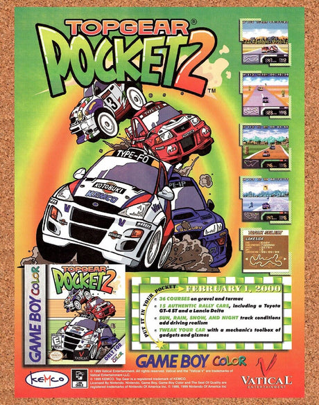 Top Gear Pocket 2 GBC Original 2002 Vintage Ad - Video Game Promo