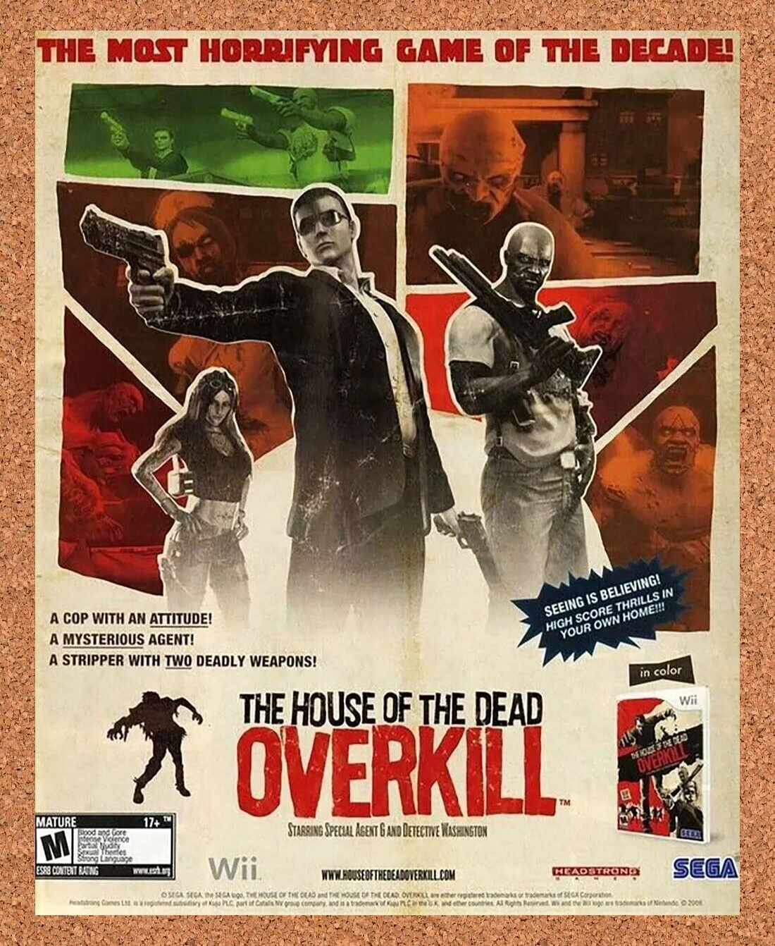 House of The Dead Overkill Wii Original 2005 Ad Authentic Sega Video Game Promo