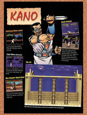 1993 Mortal Kombat Profile Kano Profile Original Advertisement / Retro Promo vr1