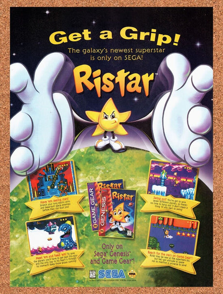 1995 Ristar Genesis Original Advertisement / Retro Wall Art v1
