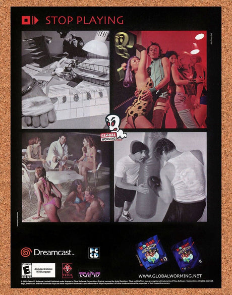 Worms World Party Dreamcast Original 2003 Ad Authentic Funny Video Game Promo