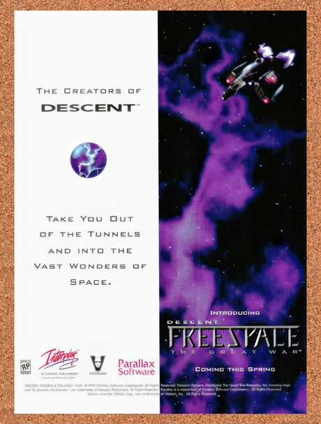 1998 Descent FreeSpace The Great War PC Original Advertisement / Retro Promo v1