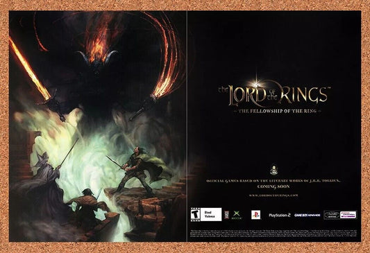 Lord Of the Rings Fellowship PS2 Original 2003 Ad Authentic Video Game Promo v2