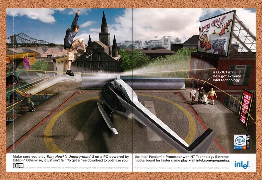 2004 Tony Hawk's Underground 2 Intel Original Advertisement / Retro Promo v2