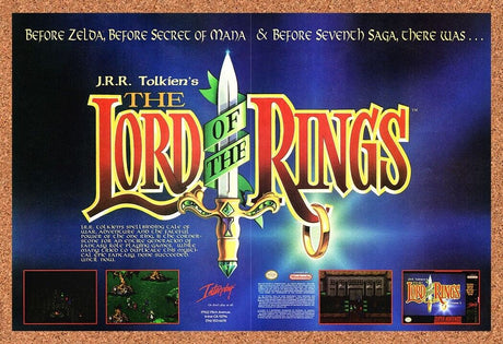 Lord Of The Rings SNES Original 1994 Ad Authentic Nintendo Video Game Promo