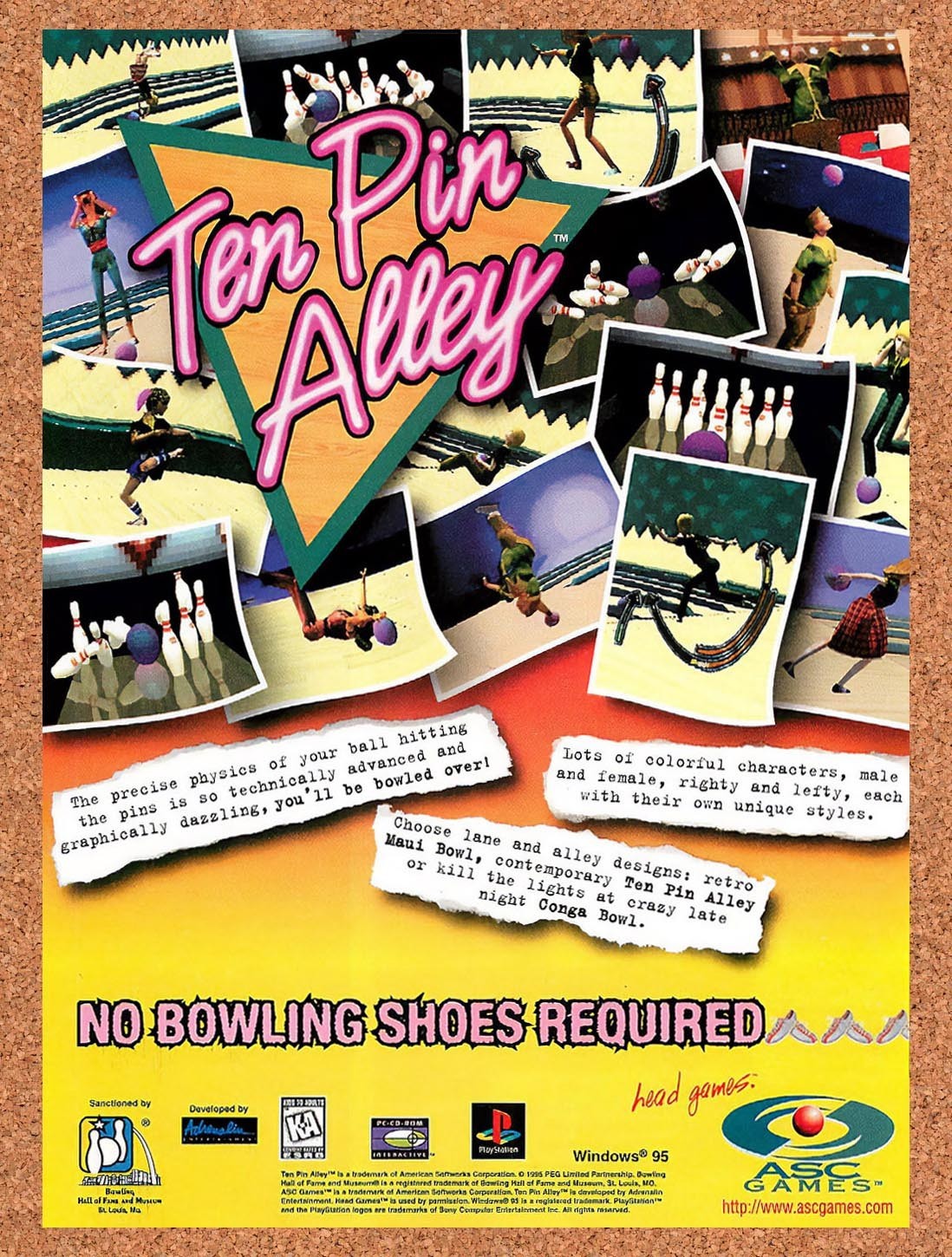 1996 Ten Pin Alley PC Original Advertisement / Retro Promo v2