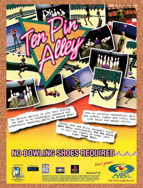 1996 Ten Pin Alley PC Original Advertisement / Retro Promo v2