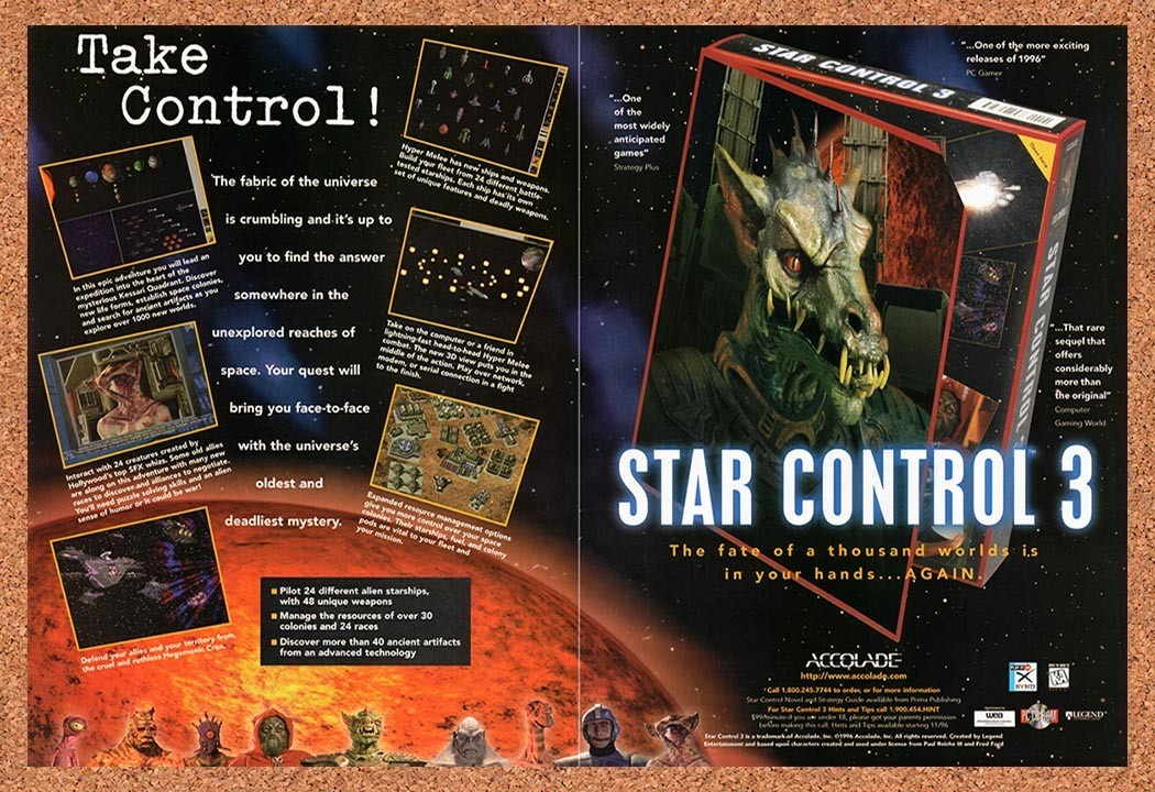 1996 Star Control 3 PC Original Advertisement / Retro Promo v2