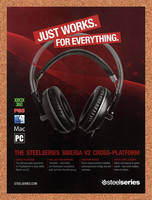 2012 SteelSeries Siberia V2 Cross-Platform Headset Original Ad / Wall Art v1