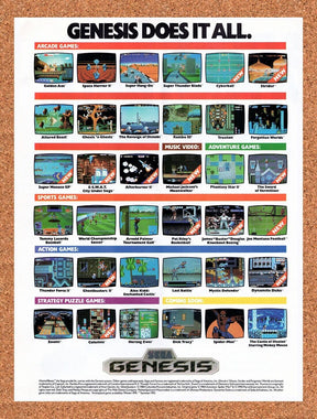 1990 Sega Genesis Console Original Advertisement / Retro Wall Art v6