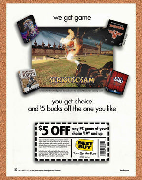 Serious Sam Xbox Original 2002 Vintage Ad - Best Buy Rebate Video Game Promo