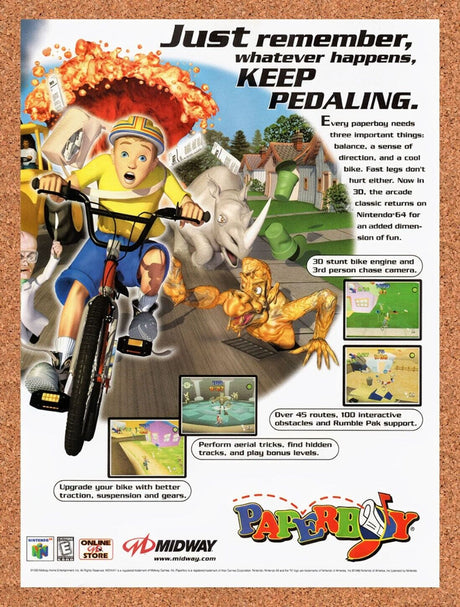1999 Paperboy N64 Original Advertisement / Retro Wall Art v3