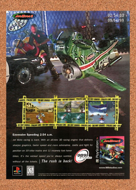 1998 Jet Moto 3 PS1 Original Advertisement / Retro Wall Art v1