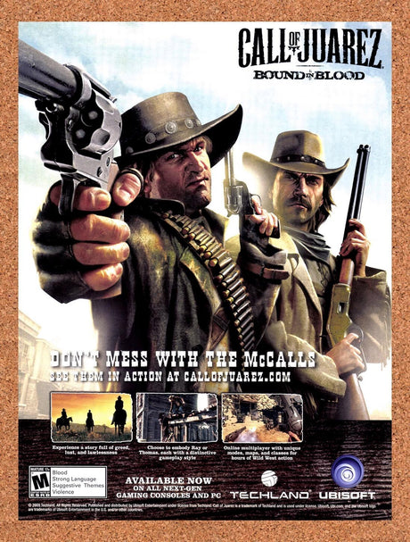 2009 Call Of Juarez Bound In Blood Xbox 360 Original Ad / Retro Wall Art v1