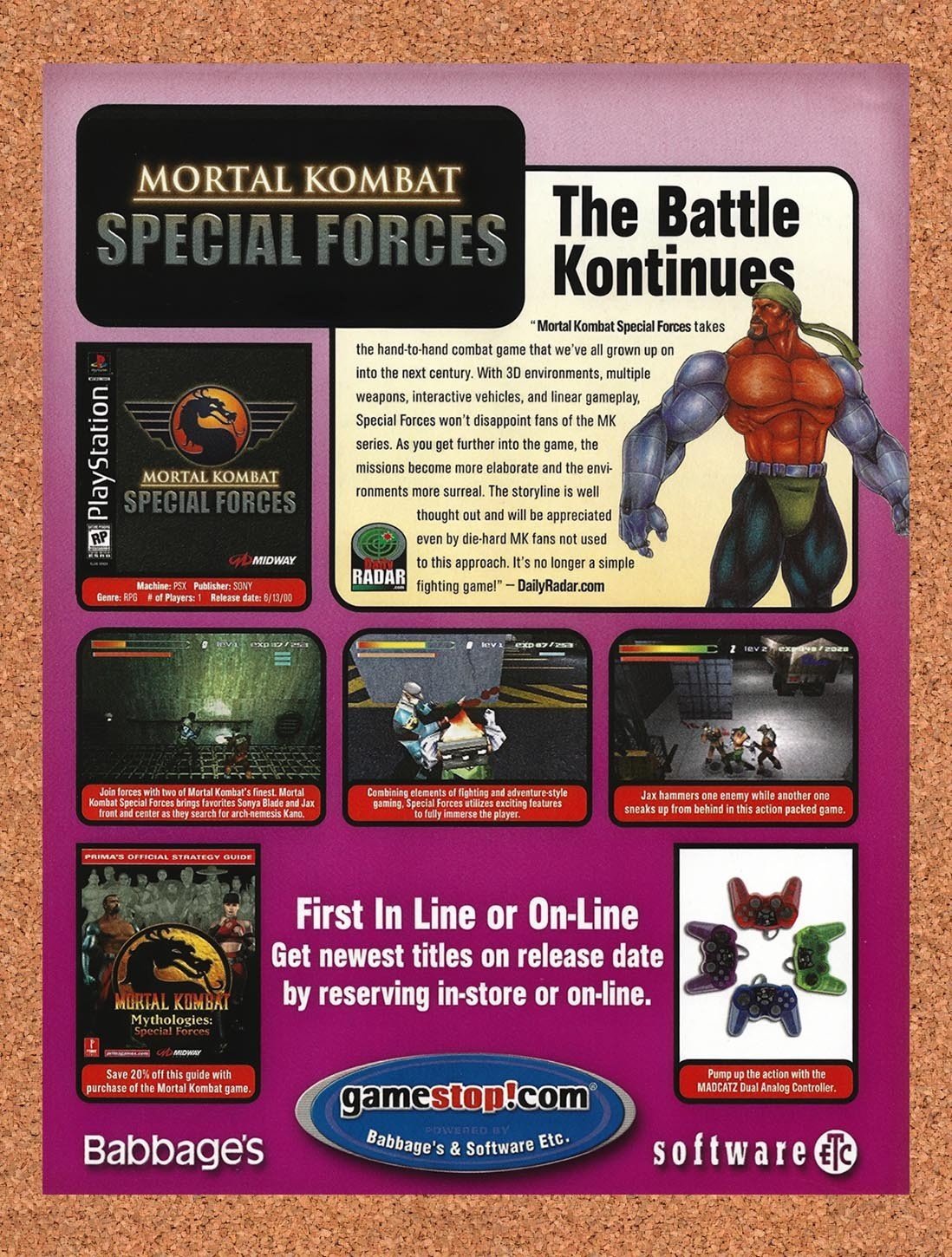 2000 Mortal Kombat Special Forces GameStop Original Advertisement / Promo v1