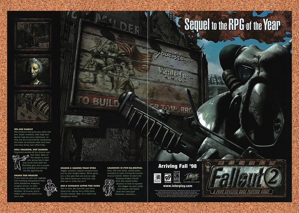 1998 Fallout 2 PC Original Advertisement / Retro Promo v2