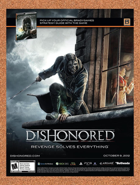 2012 Dishonored Brady Games Guide Original Advertisement / Retro Wall Art v3