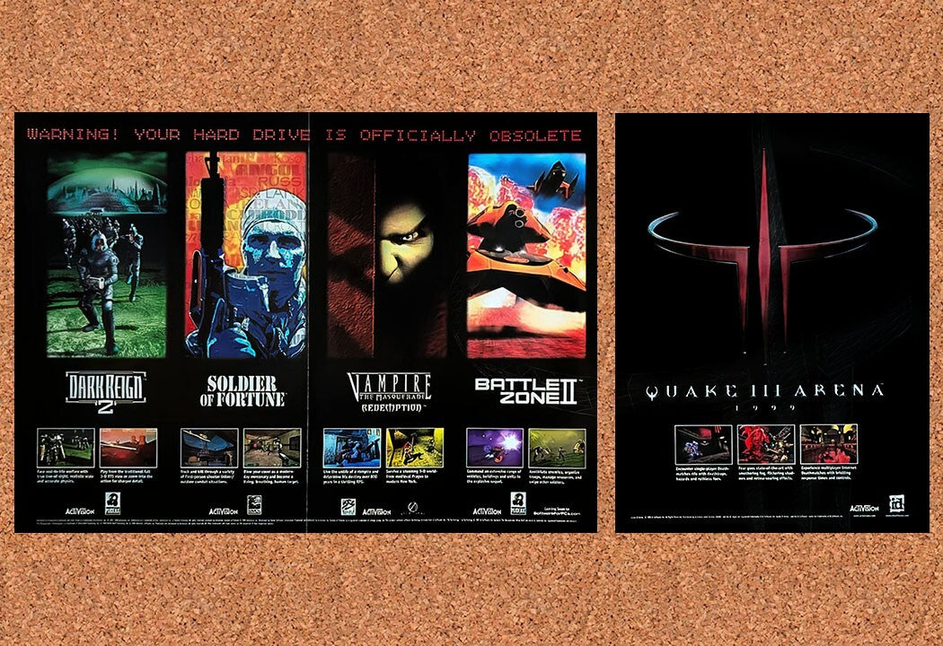 Quake III Arena Original 1998 Activision Games Foldout 2-Part Poster 1 ...
