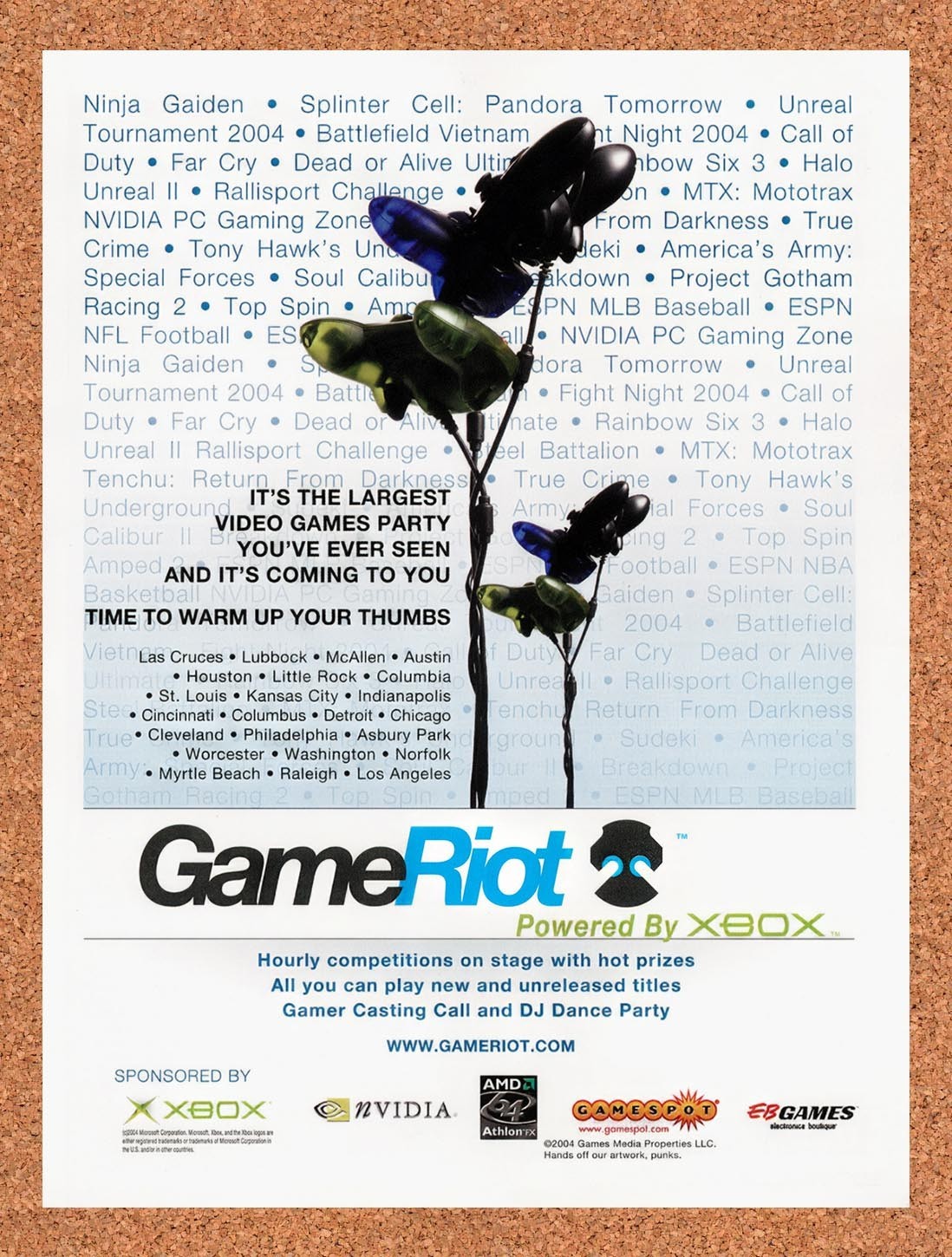 2004 GameRiot Powered By Xbox Game Tournaments Original Ad / Promo v1