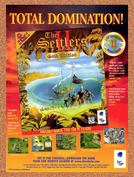 1997 Settlers 2 Gold Edition PC Original Advertisement / Retro Wall Art v1