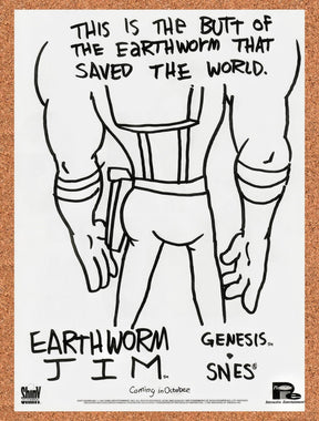 1994 Earthworm Jim Genesis Original Advertisement / Retro Wall Art v12