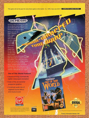1993 Out Of This World Genesis Original Advertisement / Retro Wall Art v1