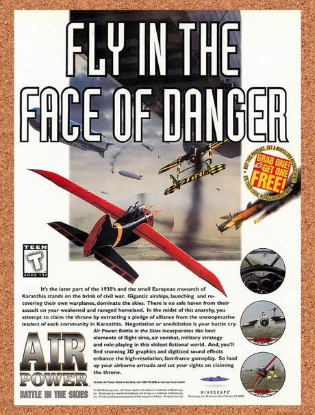 1995 Air Power Battle In The Skies PC Original Advertisement / Retro Promo v1