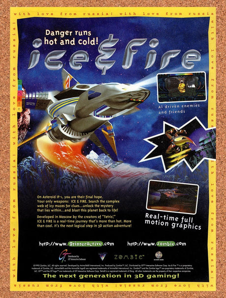 1995 Ice & Fire PC Original Advertisement / Retro Promo v1
