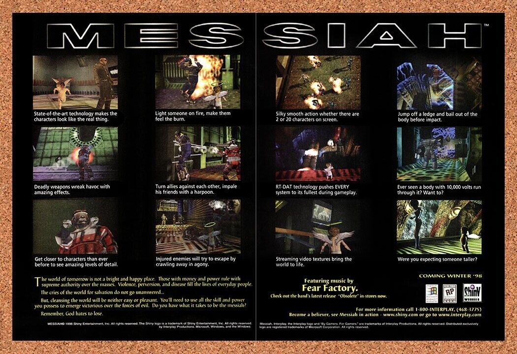 1998 Messiah PC Original Advertisement / Retro Wall Art v1
