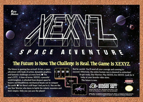 XEXYZ NES Original 1990 Ad Authentic Nintendo Video Game Promo v2
