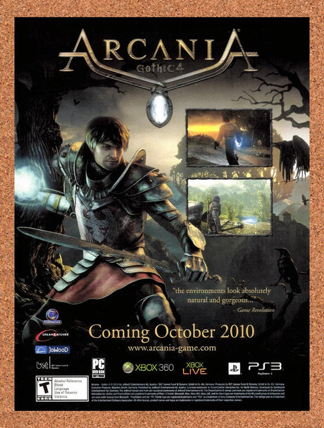2010 Arcania Gothic 4 Xbox 360 Original Advertisement / Retro Wall Art v1