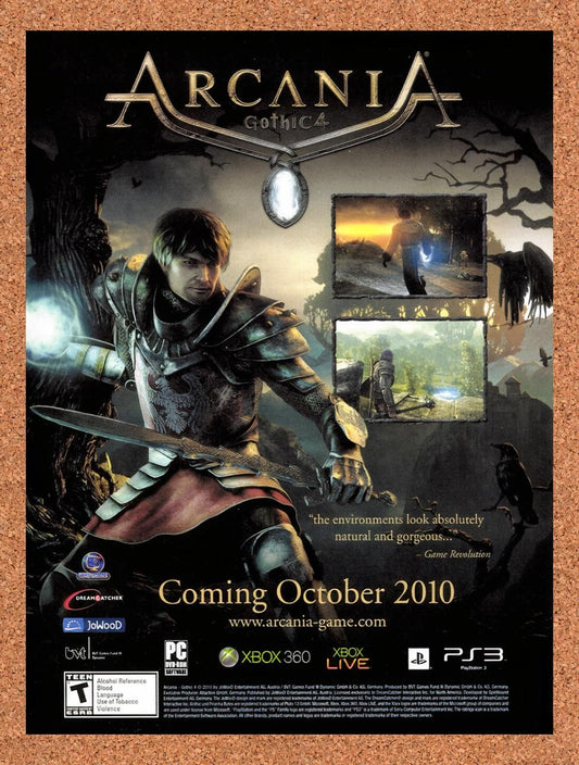 2009 Arcania Gothic 4 Xbox 360 Original Advertisement / Retro Wall Art v1