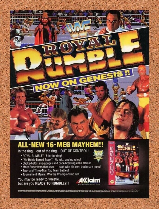 WWF Royal Rumble Genesis Original 1993 Ad Authentic Sega Video Game Promo