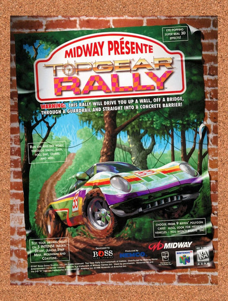 1998 Top Gear Rally N64 Original Advertisement / Retro Wall Art v1