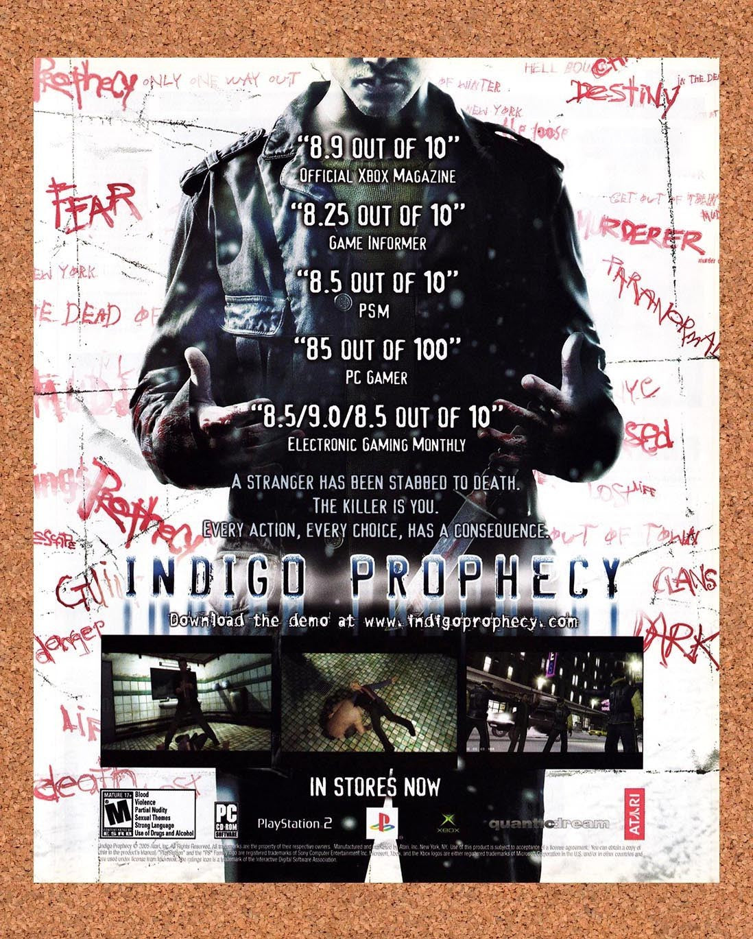2005 Indigo Prophecy PS2 Original Advertisement / Retro Promo v1
