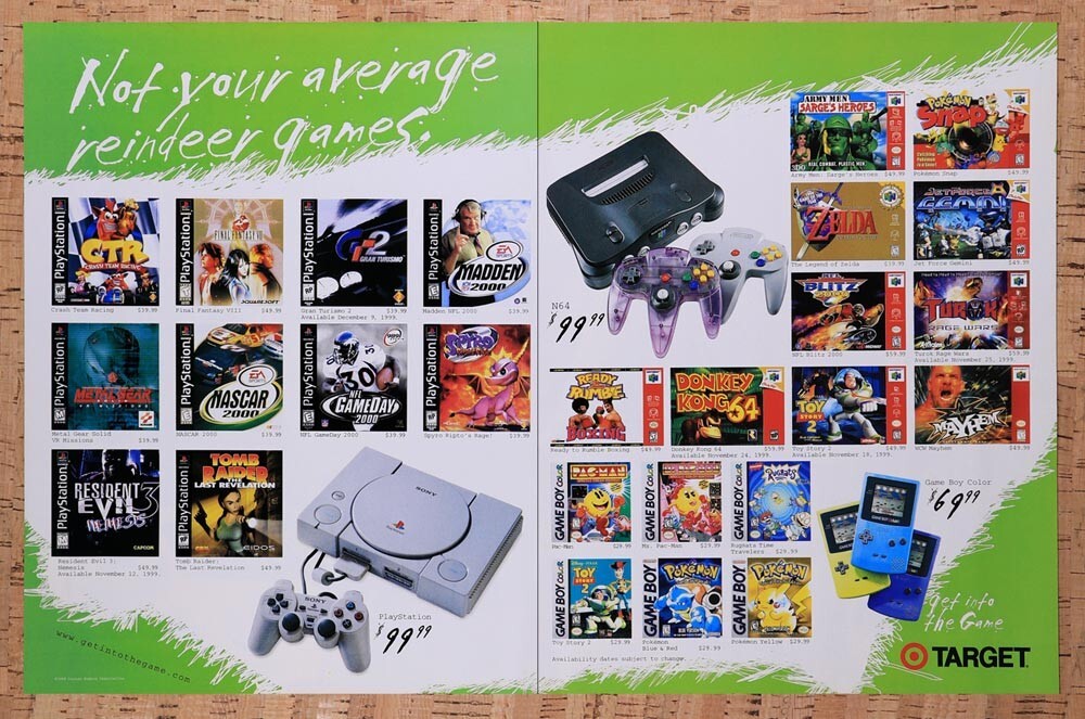 1999 Target Christmas N64 PS1 Games Original Advertisement / Retro Wall Art v4