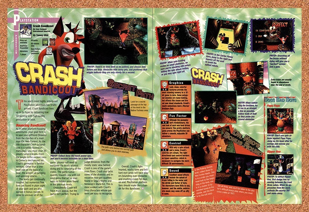 1996 Crash Bandicoot PS1 Original Advertisement / Retro Promo vr1