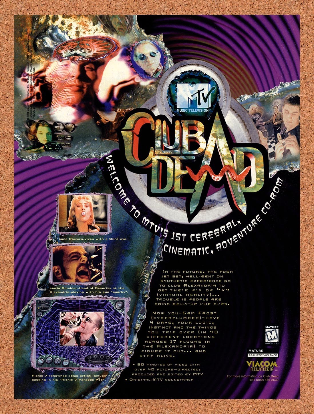 1995 MTV Club Dead PC Original Advertisement / Retro Promo v1