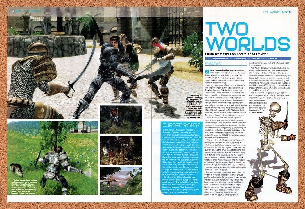 Two Worlds PC Original 2007 Vintage Ad - Video Game Review Promo