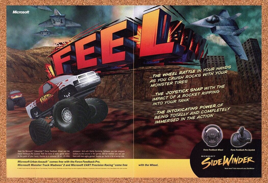 Microsoft Sidewinder Force Feedback Original 1997 Ad Authentic Retro Tech Promo